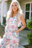 White Floral Spaghetti Straps Wide Leg Jumpsuit