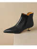 Women's Genuine Leather Kitten Heel Ankle Boots – Pointed Toe Side Zip by FitiqueFit
