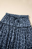 Gray Wild Leopard Print Frilled Detail Drawstring Wide Leg Pants by Wild and Free Boutique