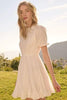 Eyelet Round Neck Puff Sleeve Mini Dress–Cute, Elegant, Feminine and Chic Mini Dress with Romantic Puff Sleeves and Delicate Eyelet Design by Stevvex