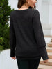V-Neck Textured Knit Long Sleeve T-Shirt by Simply Love