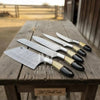5-Piece Damascus Chef Knife Set – Camel Bone and Black Micarta Handles by JW SteelCrafts