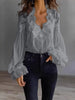 Lace-Panel Puff Sleeve Pleated Ruffle Shirt | Ballet Style by FitiqueFit