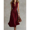 Women's Sleeveless Lapel Collar Maxi Dress – Slim Fit Patchwork by FitiqueFit