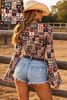 Neon Spur “Howdy Partner” Retro Rodeo Bell Sleeve Mesh Top by Neon Spur