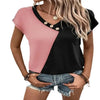 Women's Color-blocked Casual Short Sleeve Top by My Store