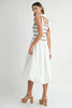 Smocked Bodice Bubble Midi Dress For Women – Stylish Smocked Bodice, Playful Bubble Skirt, Trendy Midi Dress, Chic Casual Look for Summer Outings by Stevvex