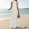 Women's Ice Silk Crinkle Sleeveless Swing Maxi Dress by FitiqueFit