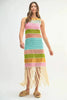 Multi Color Fringed Crochet Knit Dress For Women – Crochet Knit Dress, Fringed Dress, Multi-Color Dress, Bohemian Knit Dress, Festival Dress by Stevvex