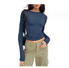 Slim Fit Long Sleeve Shirt | Women's Casual Crop Tops by FitiqueFit