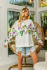 BiBi Fleur De Lis Sleeve Mardi Gras Pullover by FitiqueFit