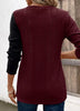 Color Block Ribbed Knit Decor Button T-Shirt by Simply Love