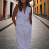 Women’s V‑Neck Button‑Front Vest & High‑Waist Pants Set by FitiqueFit