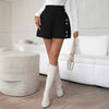 Decorative Buckle Design Elastic Waist Stretchy Knit Fabric by My Store