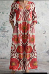 Women's Loose And Fashionable V-neck Printed Dress