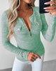 Women's Knitted Slim-Fit Long Sleeve Pullover with Zipper by FitiqueFit