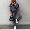 women's two piece solid color hooded sweatshirt set by FitiqueFit