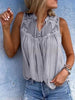 Chiffon Patchwork Lace V-Neck Sleeveless Top | Silk Chiffon by FitiqueFit