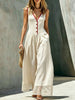 Women's Lace-Spliced Jumpsuit with Pockets – Sleeveless, High Waist, Straight Leg by FitiqueFit