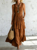 Women's Cotton Linen Sleeveless Loose Maxi Dress by FitiqueFit