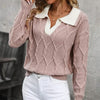 🧶 Women’s Lapel V-Neck Color-Block Long-Sleeve Pullover Sweater by FitiqueFit