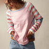 Women's Striped Long Sleeve Top Round Neck Pullover by FitiqueFit