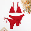 Essential Edge 3-Piece Bikini Set for Women – Solid Color High-Cut Triangle Top Two-Style Bottoms with Side Lace-Up Design & Quick-Drying Comfort – Versatile Women's Swimwear for Summer Pool Beach & Travel by Stevvex