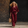 Women's Linen Button-Up Cardigan & Wide-Leg Pants Set – 2-Piece Outfit by FitiqueFit