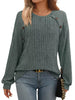 Ribbed Knit Decor Button Long Sleeve T-Shirt by Simply Love
