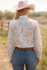 Plaid Lightning Stain Resistant Button-Up Rodeo Shirt Blouse by Neon Spur