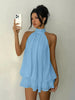 Women's Backless Halter Neck High-Waist Mini Dress with Puffy Skirt by FitiqueFit