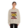 Tacos Not Tariffs Sweatshirt | taco pun, tariff protest typography by Tristan’s Treehouse