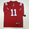 Autographed/Signed Julian Edelman SB LIII MVP New England Red Football Jersey Beckett BAS COA