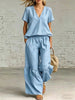V-Neck Loose Short-Sleeve Top & Pants Set – 7 Colors, S–5XL by FitiqueFit