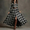 Women's Printed Lapel Slim-Fit Dress – Elegant Commuter Style by FitiqueFit