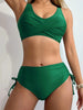 Bikini Twist Front V Neck High Waist 2 Piece Bikini Set for Women – Stretchy Tie Back Swimsuit with Drawstring Lace Up and Comfortable Fit – Trendy Solid Color Swimwear for Beach Days Pool Parties and Summer Vacations by Stevvex