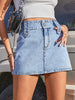 Pocketed High Waist Denim Skirt