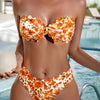 Bikini Sensual Bandeau Bow Tie 2 Piece Bikini Swimsuit for Women – Trendy High Stretch Printed Bikini Set with Flattering Bandeau Top and Classic Bottoms – Fashionable Swimwear for Poolside Lounging Beach Vacations and Summer Style Statements by Stevvex