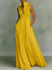 Women's French-Style High-Waist Midi Dress with Ribbon Tie by FitiqueFit
