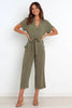 Women's V-Neck Cropped Wide-Leg Knit Jumpsuit by FitiqueFit