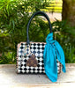 Upcycled LV Black & White Checkered Leather Speedy Bag by Neon Spur