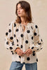 BiBi Polka Dot Exaggerated Balloon Sleeves Blouse by FitiqueFit