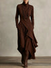 Women's Cross-Wrap High-Neck Long-Sleeve Maxi Dress by FitiqueFit