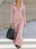 Zip Polo Collar Slim Long-Sleeve Maxi Dress | 4 Colors by FitiqueFit