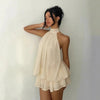 Women's Backless Halter Neck High-Waist Mini Dress with Puffy Skirt by FitiqueFit