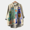 Women’s Relaxed Fit Printed Lapel Casual Shirt