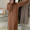 New Korean Style High Collar Solid Color Over-the-knee Knitted Dress