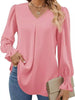 V-Neck Long Sleeve Ruffle Cuff Blouse by Wild and Free Boutique
