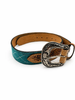 Western Stitch Genuine Suede & Hand Tooled Leather Belt -Turquoise by Neon Spur