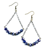 BEADED TRI-ARCH ON CHAIN/NAVY EARRINGS by DoodleBug's
